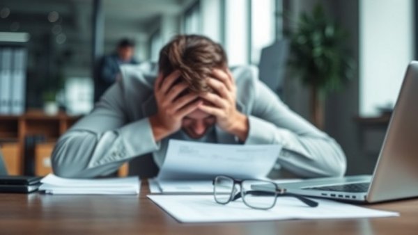 Business meeting showing signs of failure with a stressed businessman.