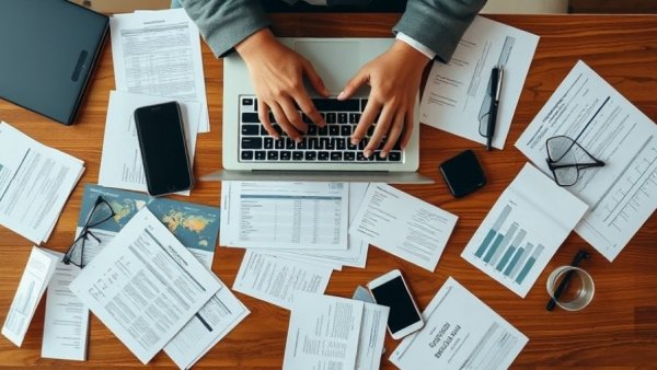 Finfluencers discuss financial advice using laptop and documents.