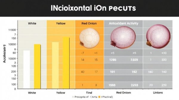 Graph showing antioxidant levels in different onion types, highlighting health benefits.