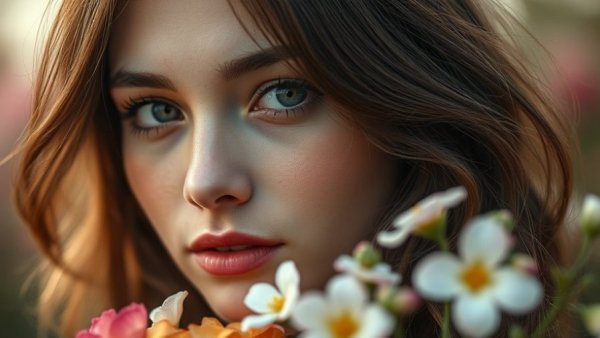 Portrait of a woman with flowers celebrating Natural Beauty Month 2026.