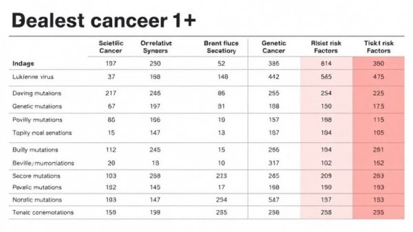 Breast cancer risk factors table highlighting bovine leukemia virus connection.