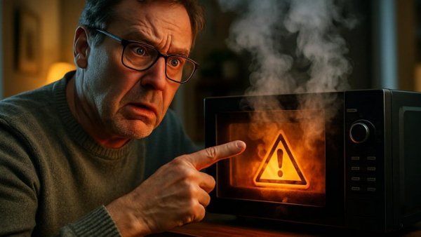 Concerned person warns about dangers of reheating foods in microwave.