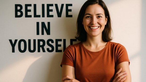 Encouraging message with two women promoting a healthy mindset.