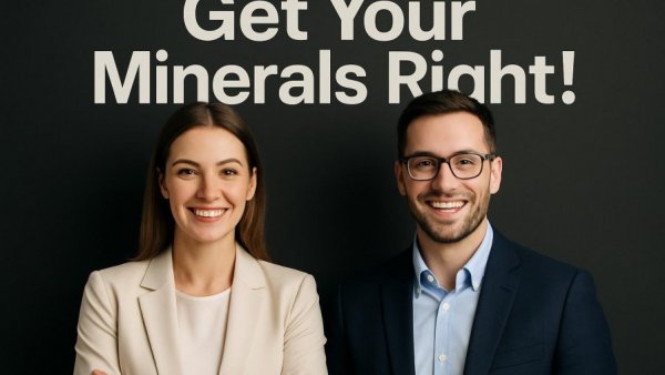 Mineral balancing advice with smiling woman and man.