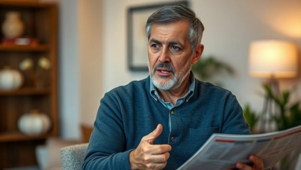 Middle-aged man discussing nutrition indoors, related to magnesium deficiency in families.