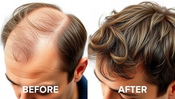 Comparison image illustrating hair regrowth; missing factor in hair loss.