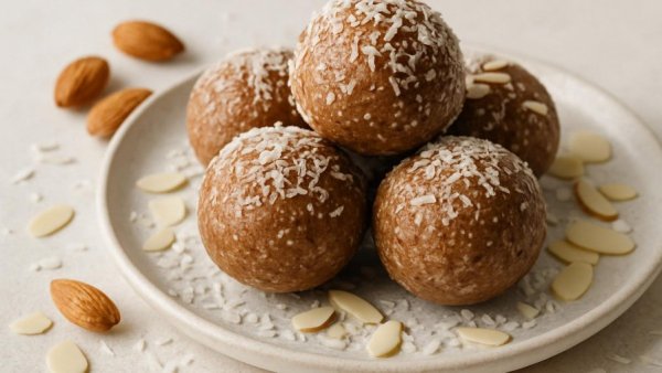 Delicious Sugar Free Protein Balls elegantly arranged.