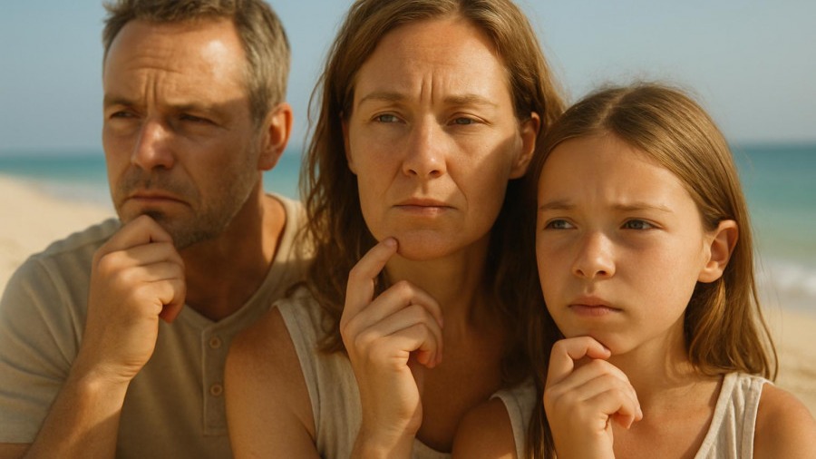 Thoughtful family exploring homemade masks, focusing on natural moisturizers for skin health.