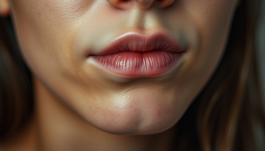 Close-up view of acne on chin due to vitamin B12.