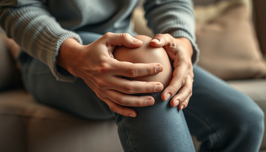 Close-up of a person holding knee gently, considering alternatives.