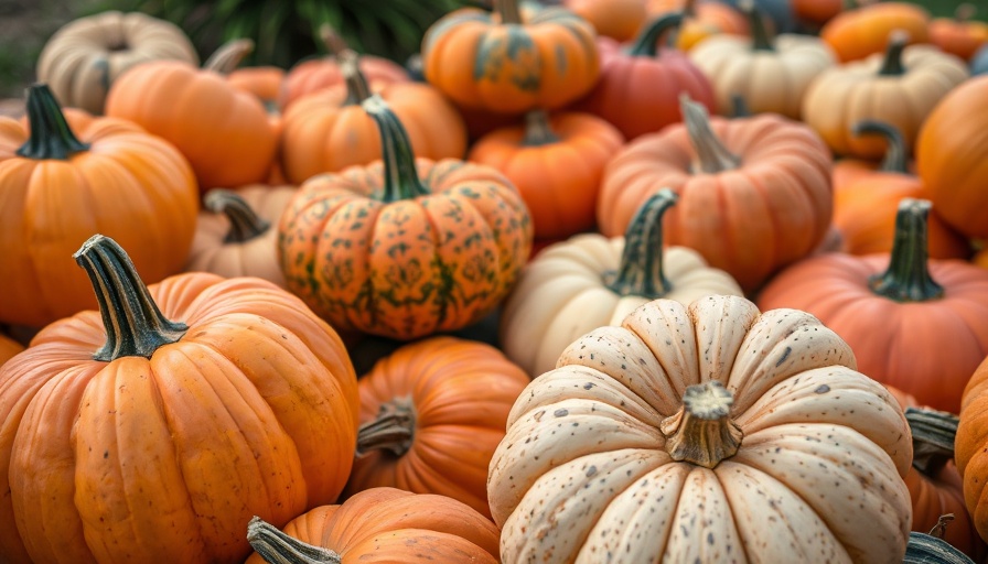 Colorful pumpkins and squashes arranged outdoors, Pumpkin vs Squash.