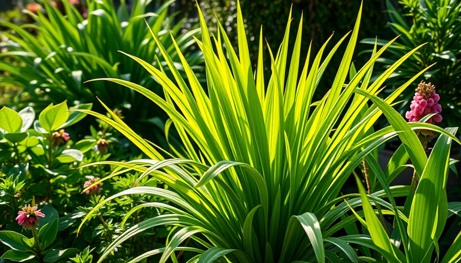 Lemongrass with companion plants in a sunny garden