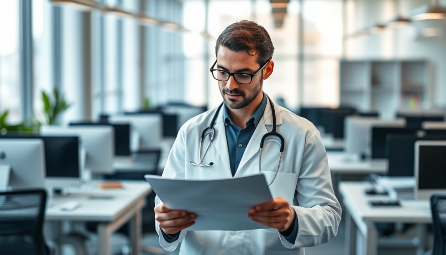 Healthcare professional working with documents in office