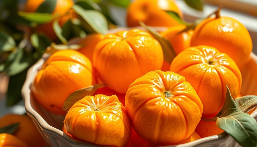 Fresh peeled mandarins in decorative bowl with sunlit natural light.