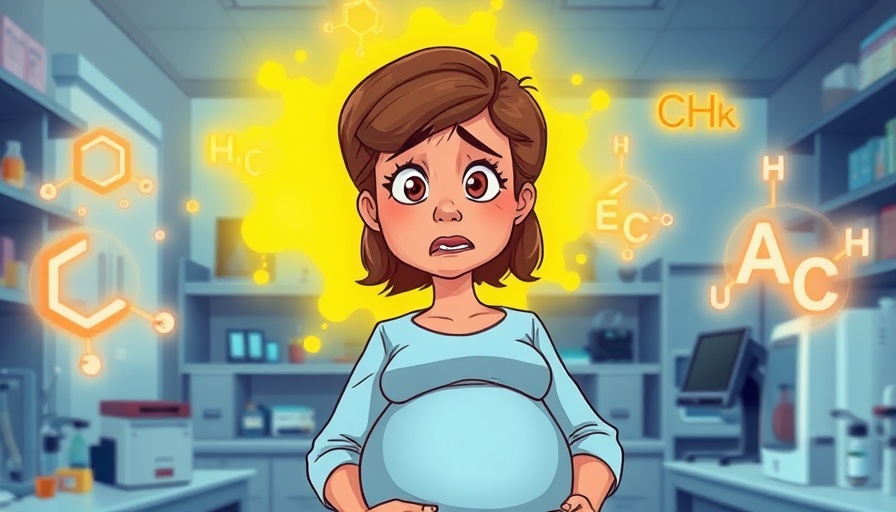 Pregnant woman worried about glyphosate exposure in a lab setting.