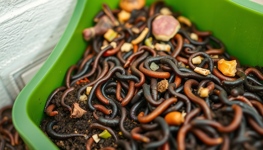 Starting a worm farm with compost and food scraps in a green container.