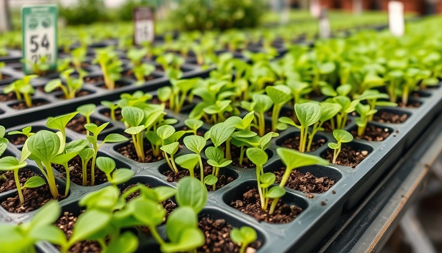 Vibrant seedlings in trays for March Gardening Guide.