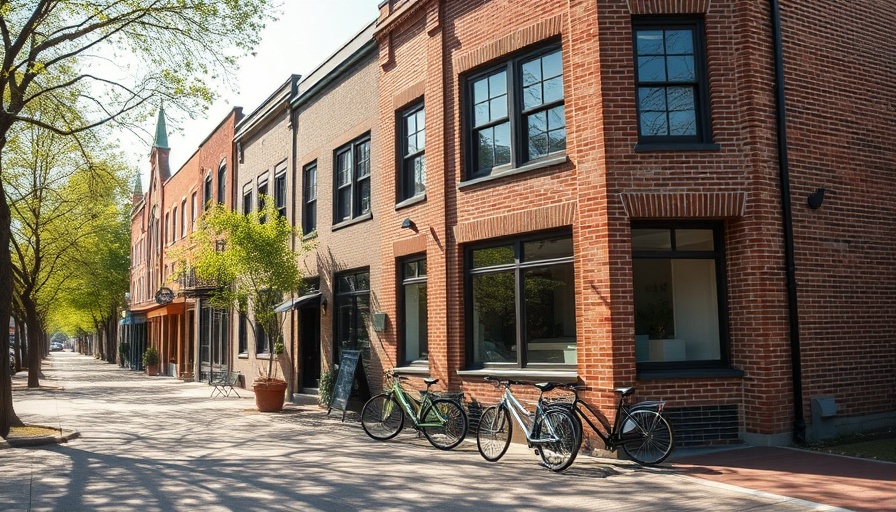 Charming brick bakery in Melbourne, clear sunny day with bicycles.