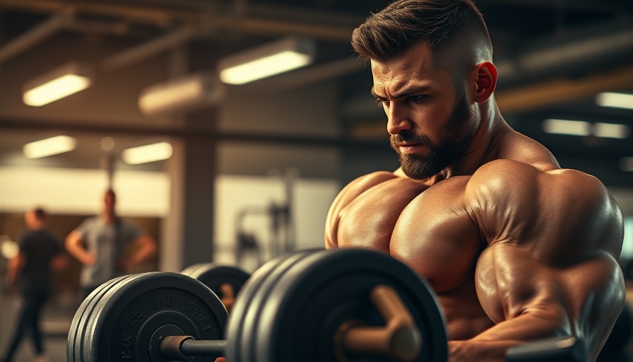 Muscular man lifting weights to optimize muscular health in a gym.