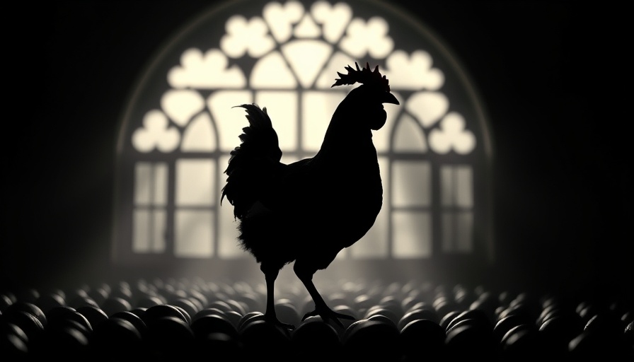 Silhouette of a chicken depicting bird flu risks in cinematic style.