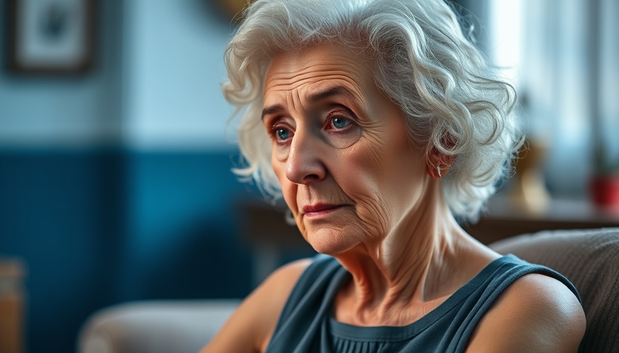 Elderly woman in reflective pose during TRTP Therapy session