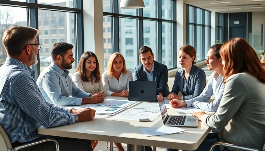 Diverse adults discussing America's health around a conference table.