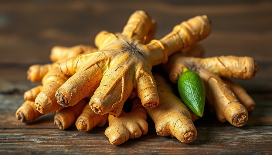 Fresh ginger on a wooden table for inflammation relief.