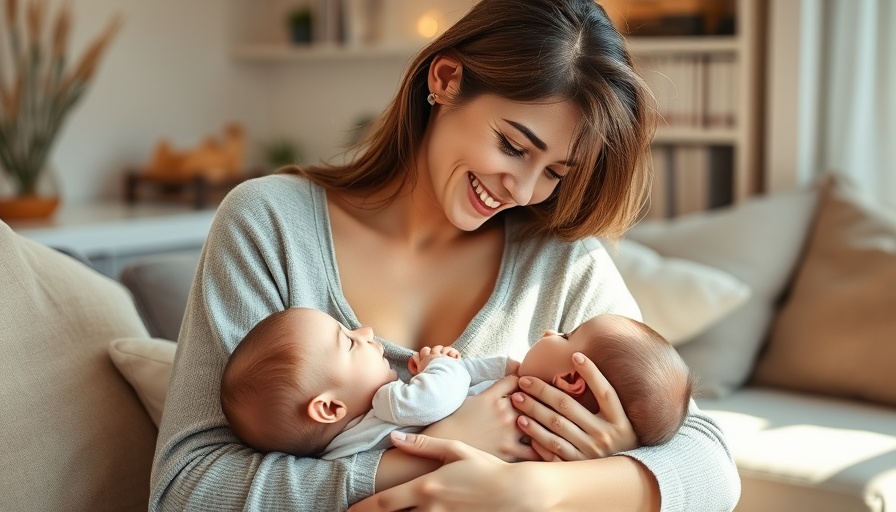 Mother breastfeeding baby, enhancing gut health and childhood blood pressure.