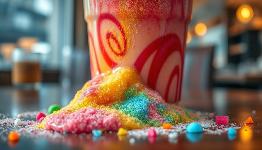 Sugary drink spilling emphasizes dangers of sugary drinks.