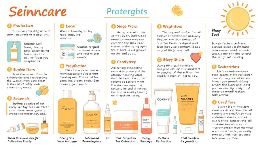 Illustrated guide on skincare as you age with sun protection tips.