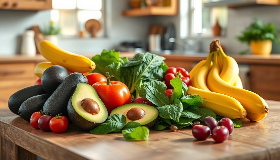 Colorful potassium-rich foods for blood pressure health.