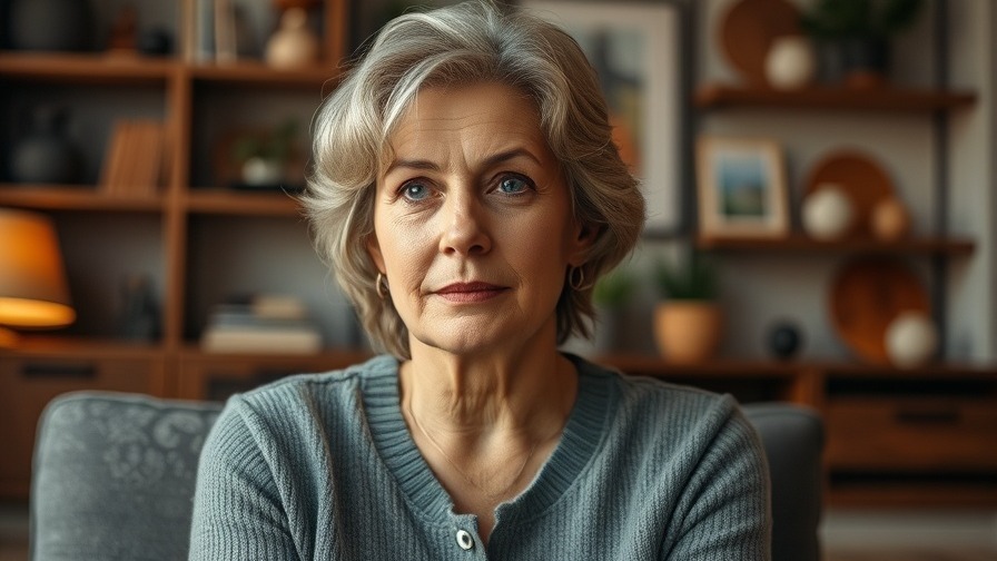 Mature woman discussing why GLP-1 is a game changer for weight loss for women - with a thoughtful expression in a cozy setting.