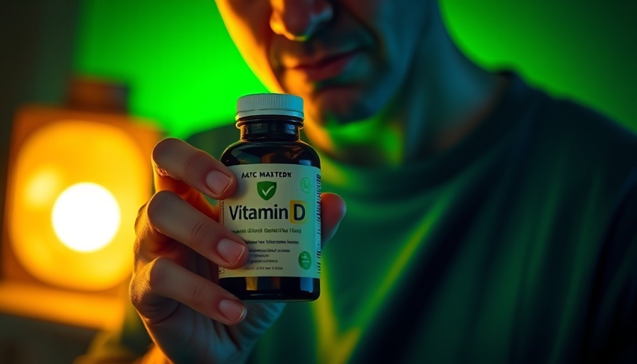 Vitamin D deficiency dangers illustrated by concerned person holding a Vitamin D bottle.