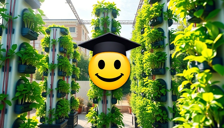 Aeroponic tower farming masterclass with lush vertical gardens and educational icon.