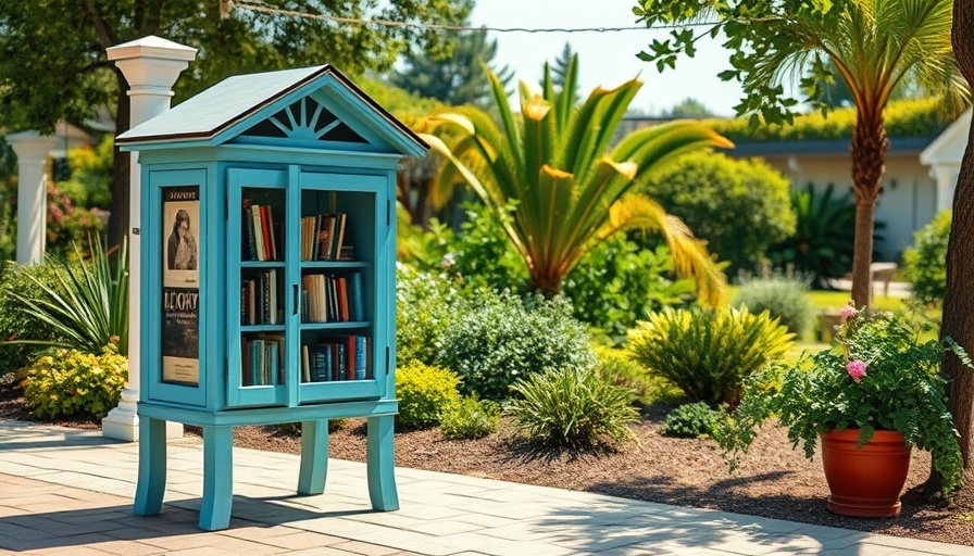 Start a street library: painted library box filled with books on a sunny day.