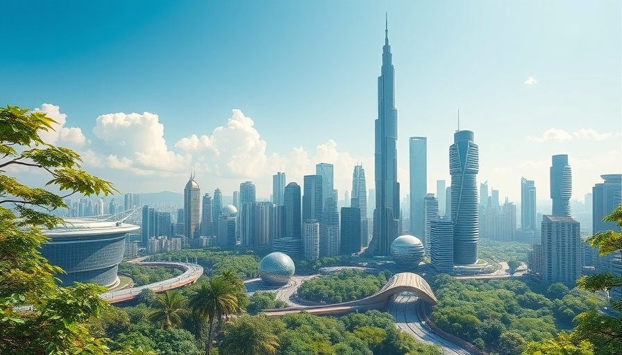 Futuristic city with green architecture, Future Council documentary climate change.