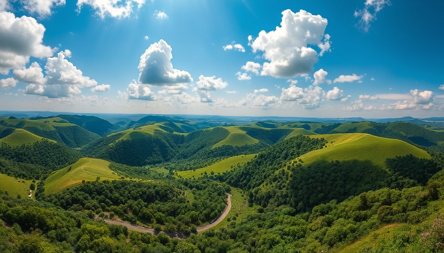 Victorian Transmission Plan landscape, lush hills and serene valley view.