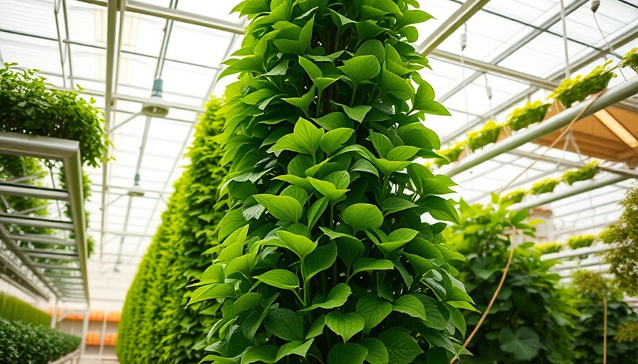 Aeroponic tower with lush green plants in sustainable farming setup.