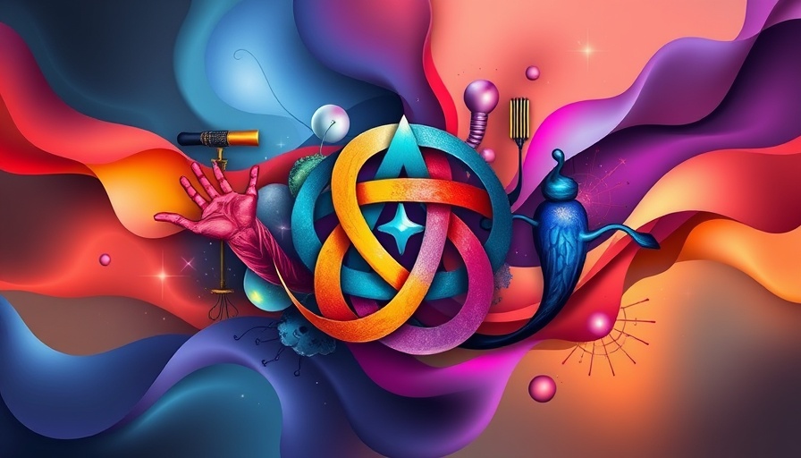 Abstract art symbolizing democracy and health issues, vibrant colors