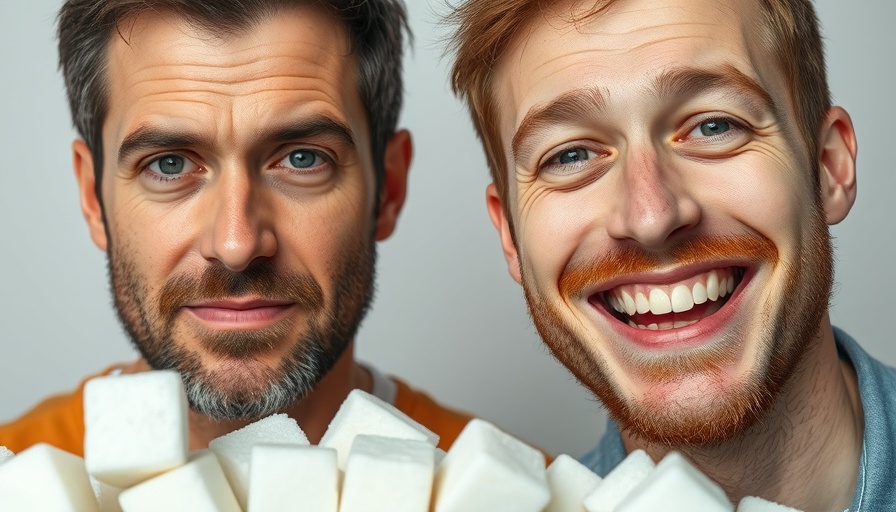 Reducing sugar for brain health: two contrasting expressions with sugar cubes.