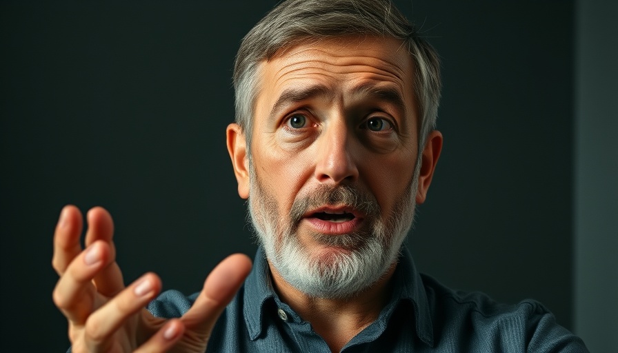 Middle-aged man speaking seriously, explaining hidden sugars and weight gain.