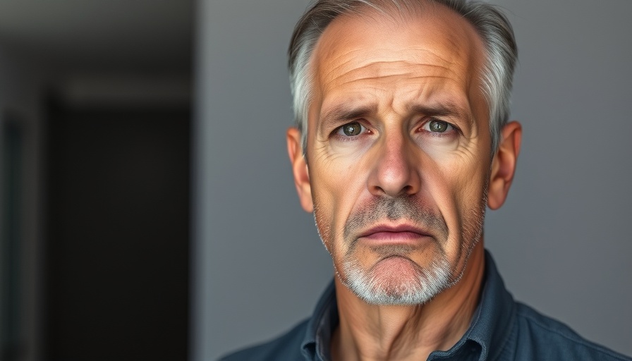 Middle-aged man with concerned look discussing heart health.