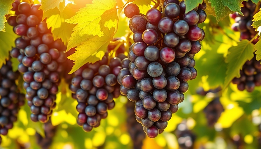 Purple grapes on vine highlighting health benefits of resveratrol.