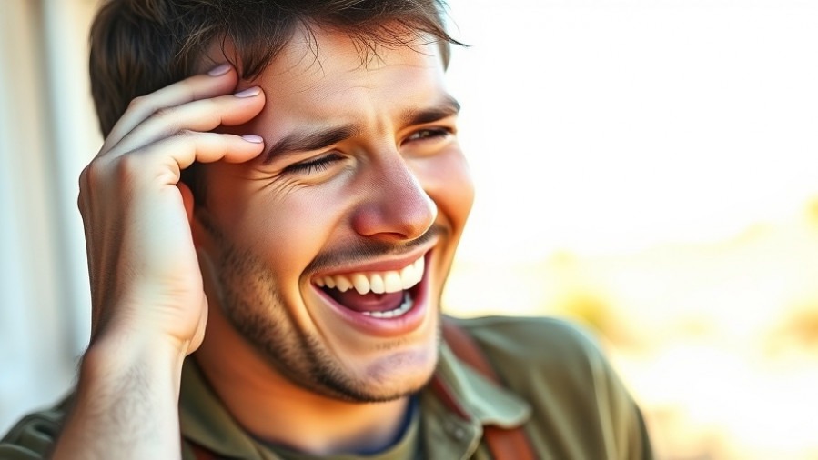 Cheerful Aussie young adult laughing in soft sunlight, showcasing Aussie slang.