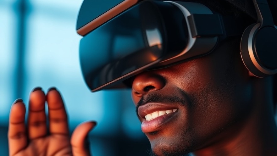 Black male engaging in virtual reality dental training with VR glasses.