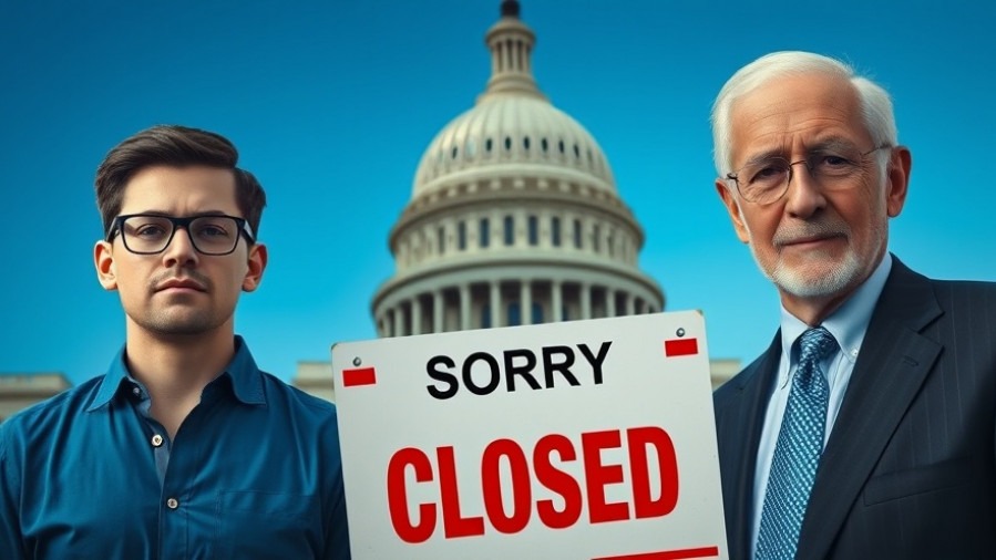 Two men at the US Capitol with a 'Sorry We're Closed' sign, symbolizing the Health Crisis and ACA Premium Increases.
