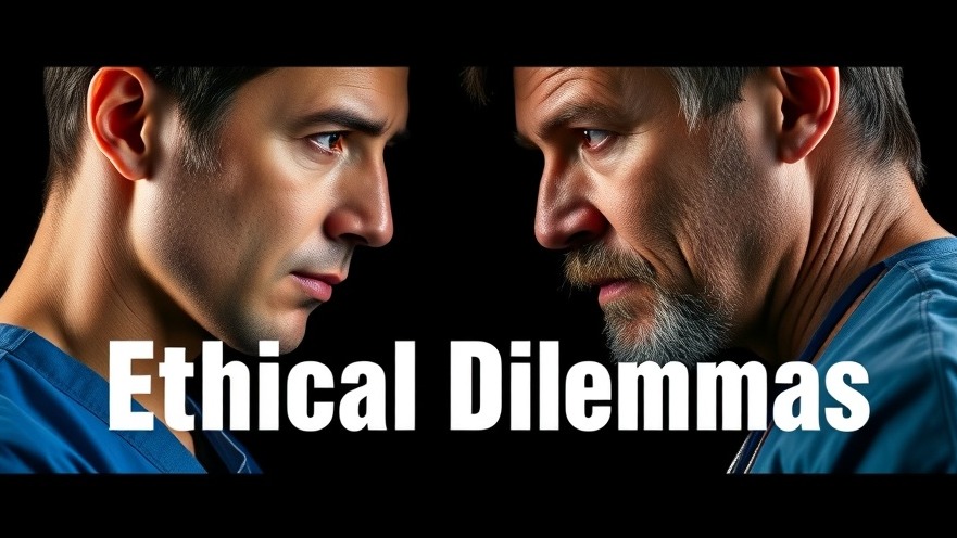 Dramatic face-off between contrasting men in medical uniforms highlighting healthcare ethics in media.