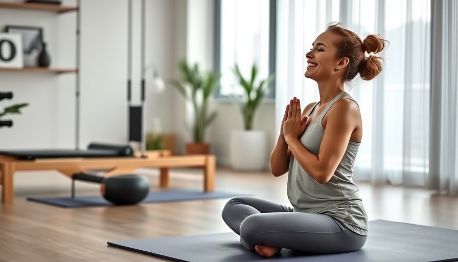 Woman practicing postpartum recovery breathing exercises in a serene home setting.