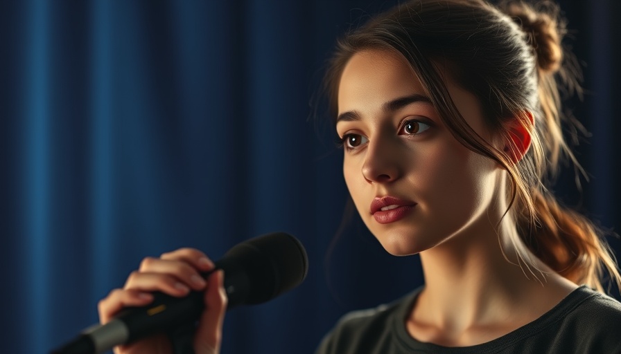 Young woman speaking thoughtfully in a studio about self-improvement.