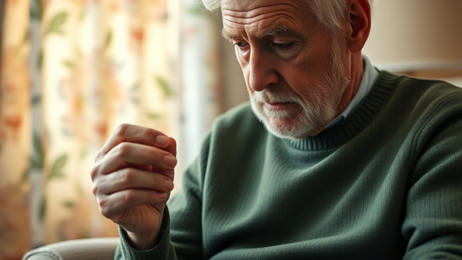 Elderly man taking medication, highlighting risperidone stroke risk in dementia.